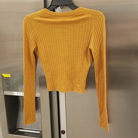 💕NAADAM💕 Ribbed Cropped Cardigan Silk Cashmere Blend ~ Gold XS NWT
